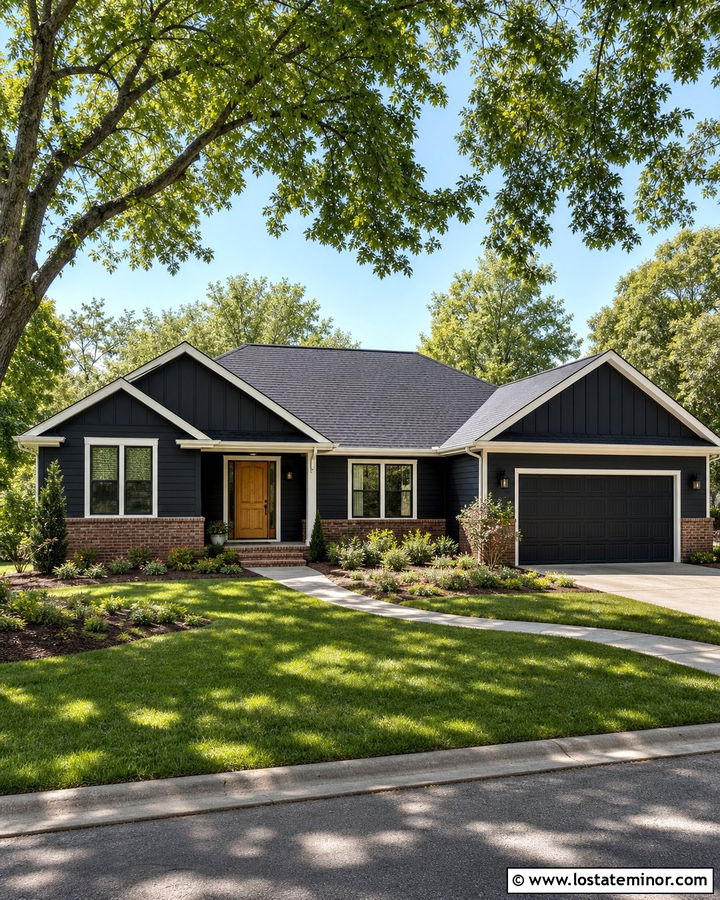 Black Ranch House With Front Gables - 30 Black House Design With Gables Ideas
