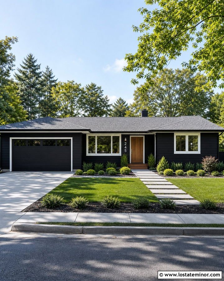 Black Ranch House With White House Numbers - 30 Black House Design With House Numbers Ideas