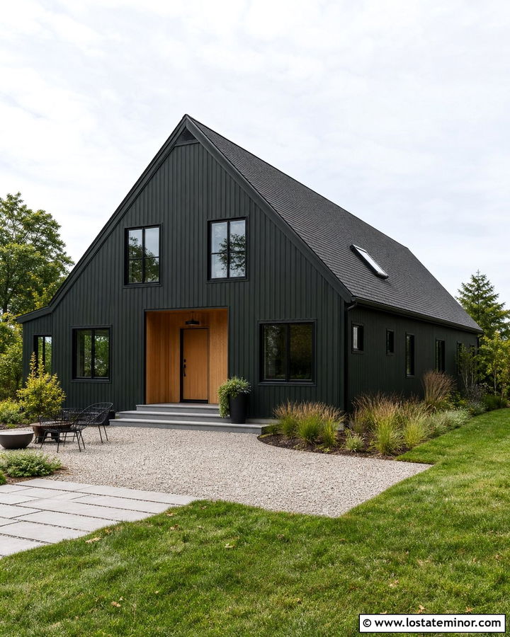 Black Scandinavian House With Dark Shingles - 30 Black House Design With Shingles Ideas