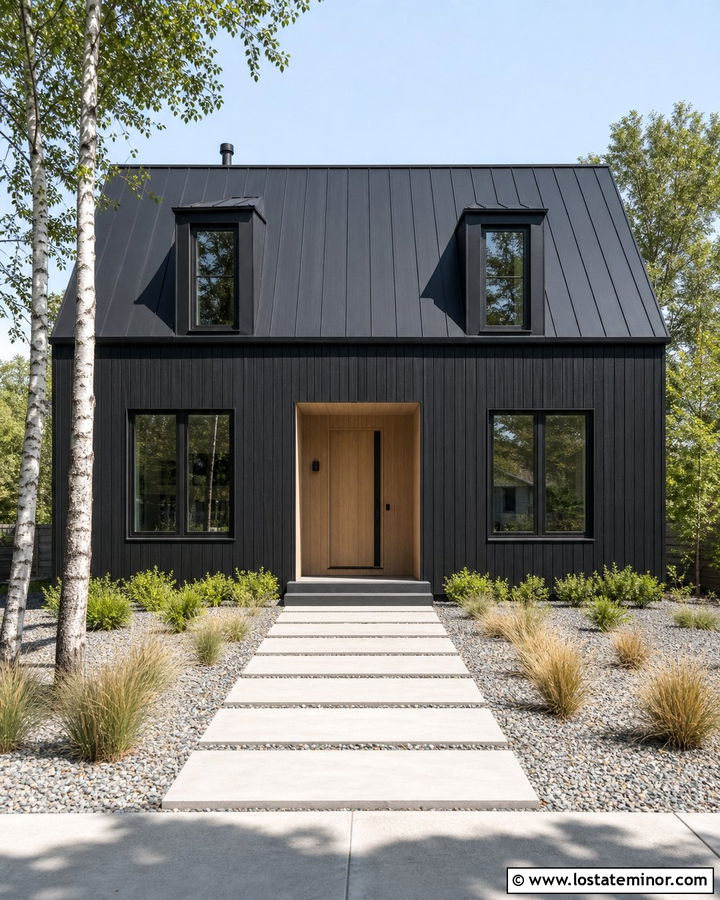 Black Scandinavian House With Flush Dormers - 30 Black House Design With Dormers Ideas