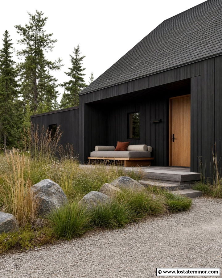 Black Scandinavian House With Platform Daybed - 30 Black House Design With Daybed Ideas