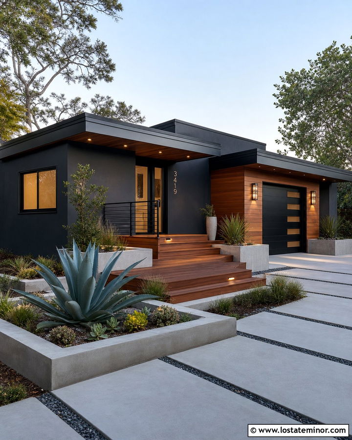 Black Stucco House With Ipe Deck - 30 Black House Design With Deck Ideas