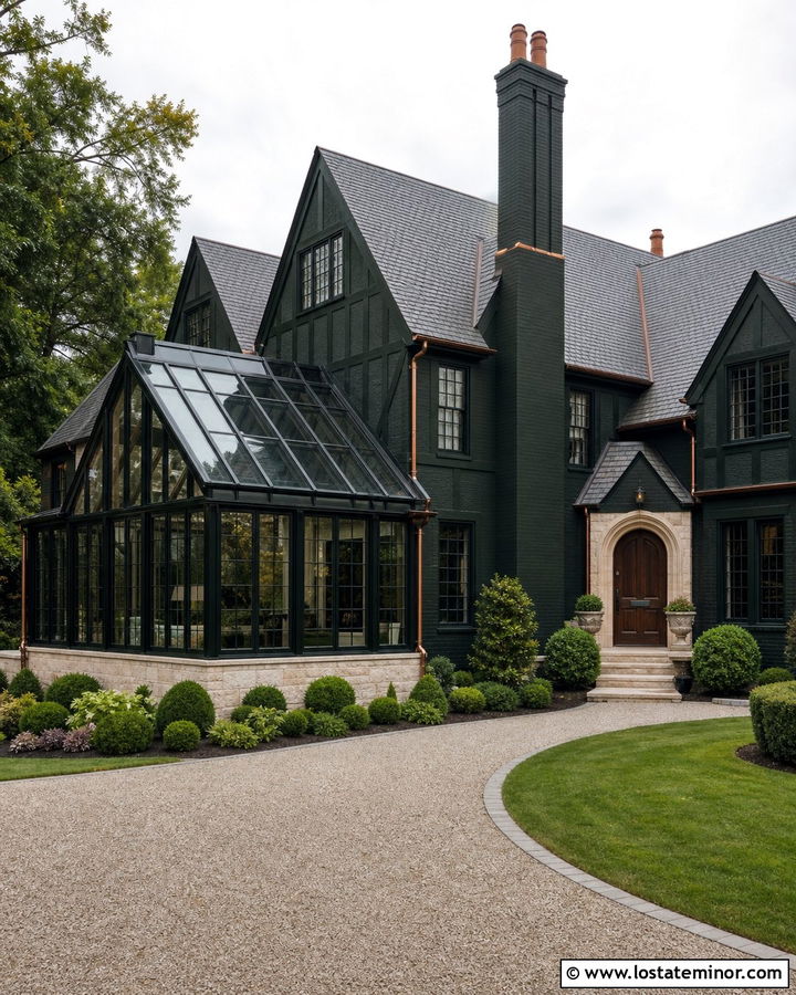 Black Tudor House With Conservatory Sunroom - 30 Black House Design With Sunroom Ideas