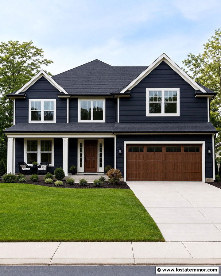 Black Vinyl Siding With White Windows - 30 Black House Design With Siding Ideas