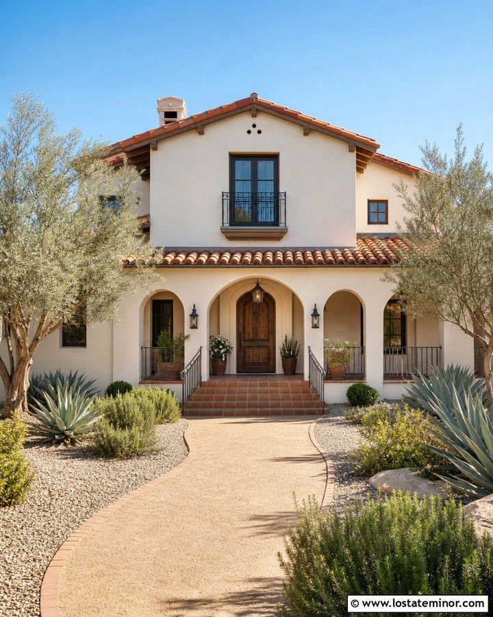 Blank Canvas Spanish House With Arched Porch - 30 Warm White House Design With Front Porch Ideas