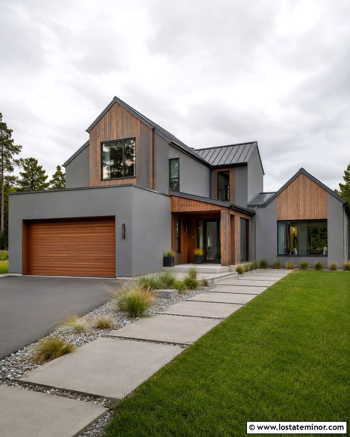 Bluestone House With Wood Accents - 30 Stone House Design With Accents Ideas
