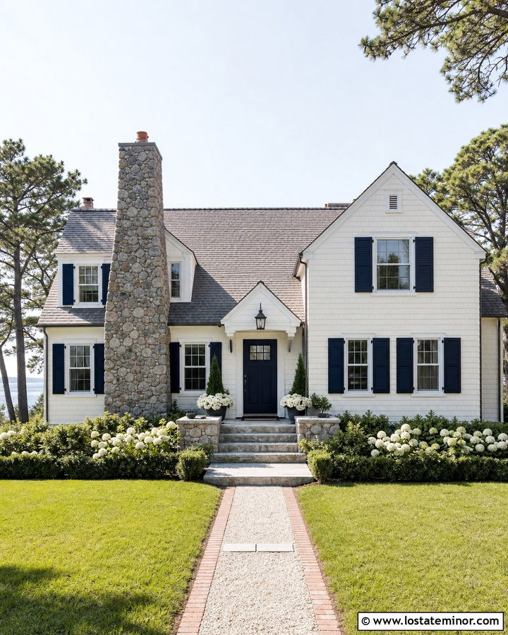 Cape Cod House With Stone Chimney - 30 Stone House Design With Stone Accents Ideas