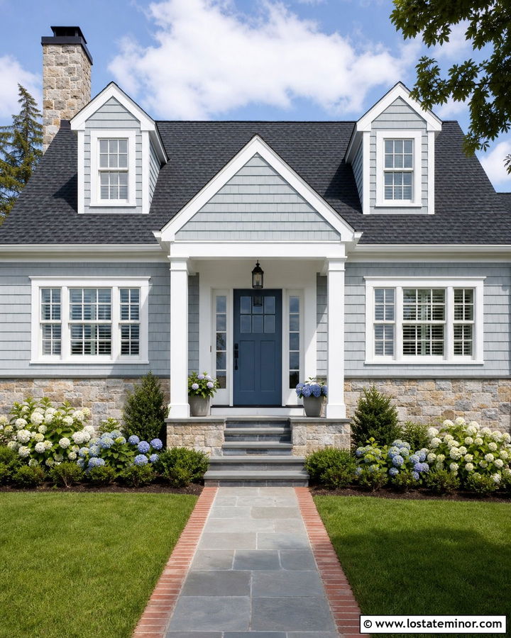 Cape Cod Stone House With Small Front Porch - 30 Stone House Design With Front Porch Ideas