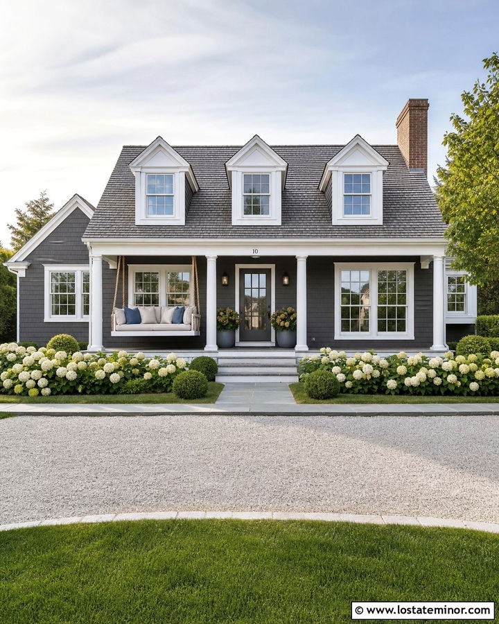 Charcoal Gray Cape Cod With White Rope Daybed - 30 Charcoal Grey House Design With Daybed Ideas