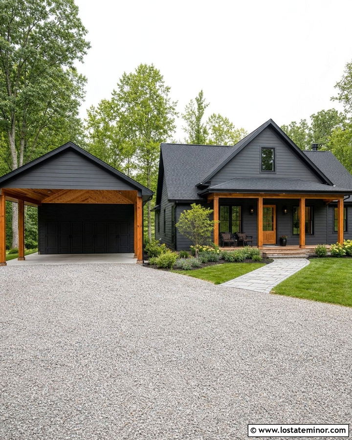 Charcoal Gray House With Detached Carport - 30 Charcoal Grey House Design With Carport Ideas