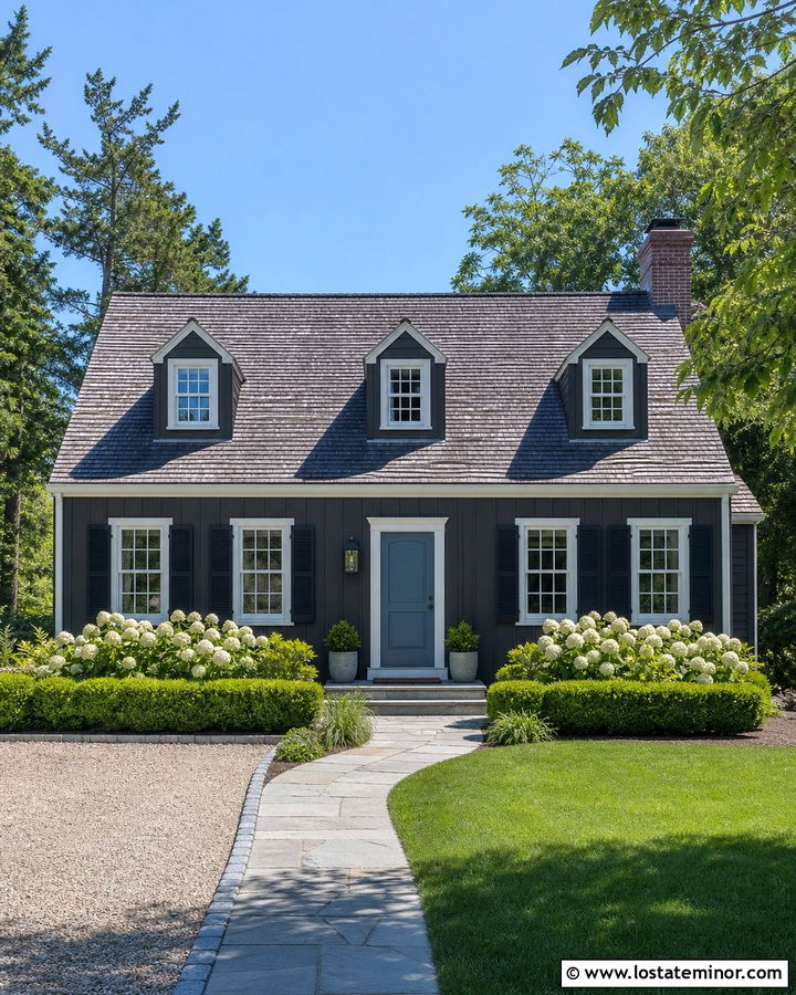 Charcoal Grey Board And Batten Cape Cod House - 30 Charcoal Grey House Design With Board and Batten Ideas