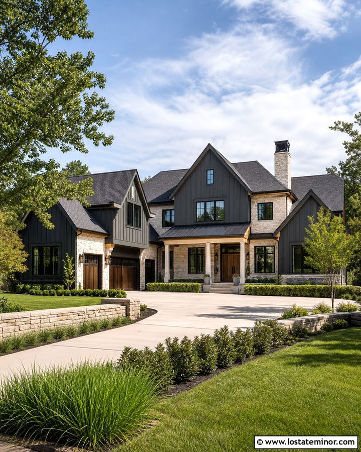 Charcoal Grey Board And Batten Luxury House - 30 Charcoal Grey House Design With Board and Batten Ideas