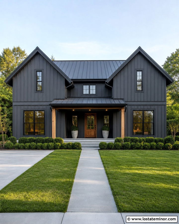 Charcoal Grey Board And Batten Modern Farmhouse - 30 Charcoal Grey House Design With Board and Batten Ideas