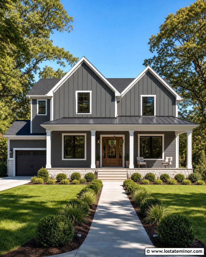 Charcoal Grey Board And Batten Siding - 30 Charcoal Grey House Design With Siding Ideas