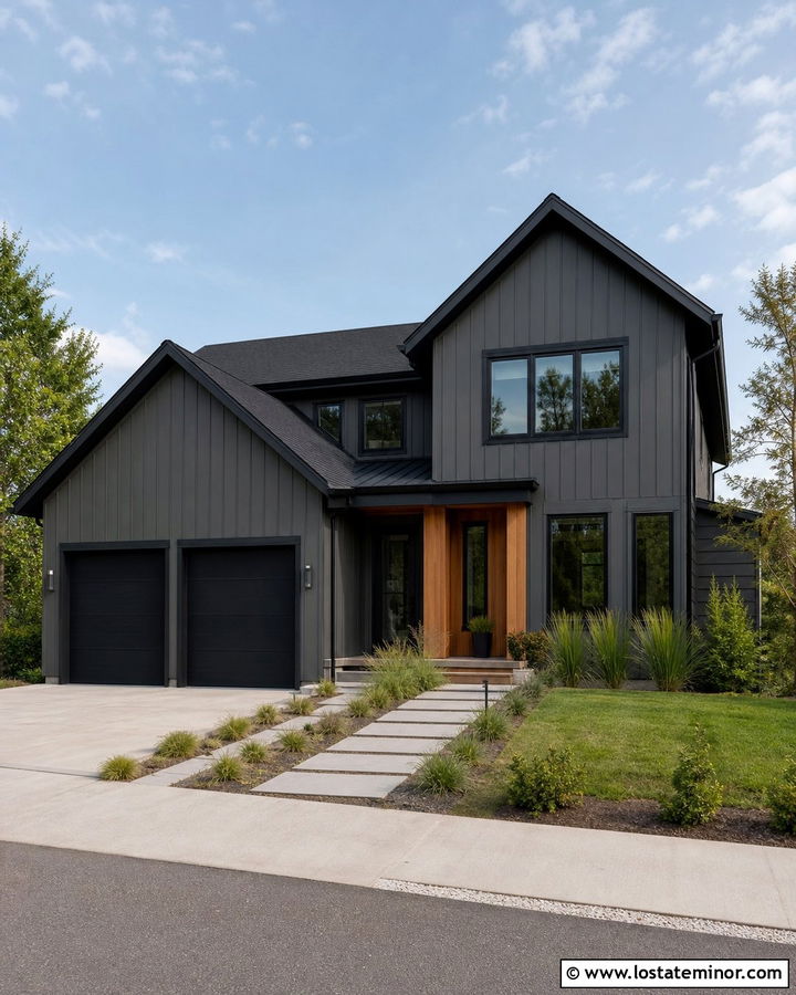 Charcoal Grey Board And Batten With Black Trim - 30 Charcoal Grey House Design With Board and Batten Ideas