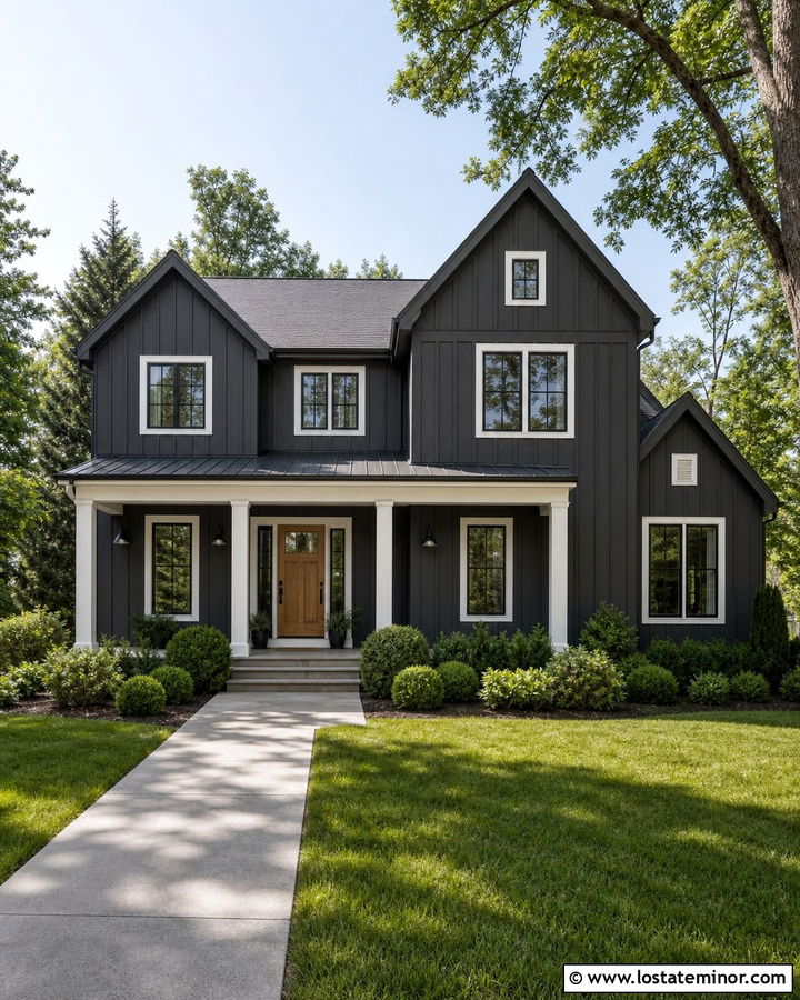 Charcoal Grey Board And Batten With White Trim - 30 Charcoal Grey House Design With Board and Batten Ideas