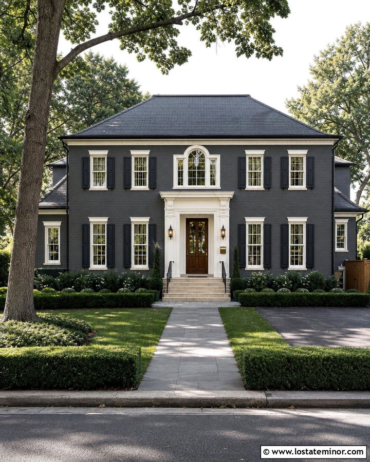 Charcoal Grey Brick House With Brass Mailbox - 30 Charcoal Grey House Design With Mailbox Ideas