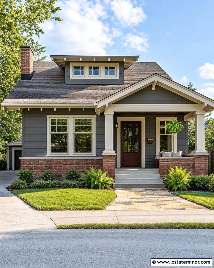 Charcoal Grey Bungalow With Copper Mailbox - 30 Charcoal Grey House Design With Mailbox Ideas