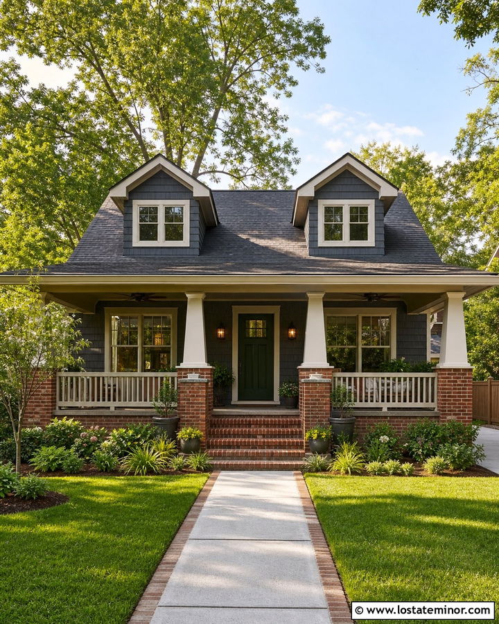 Charcoal Grey Bungalow With Twin Dormers - 30 Charcoal Grey House Design With Dormers Ideas