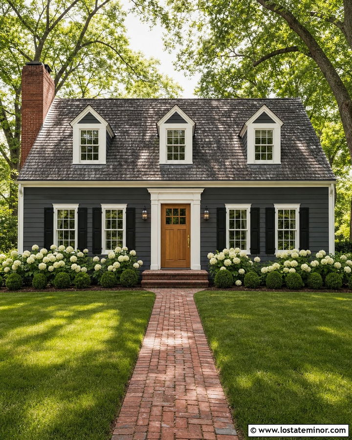 Charcoal Grey Cape Cod With Brick Accents - 30 Charcoal Grey House Design With Brick Accents Ideas