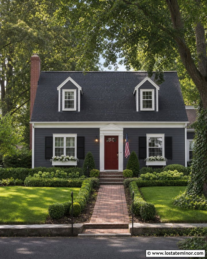 Charcoal Grey Cape Cod With Gabled Dormers - 30 Charcoal Grey House Design With Gables Ideas