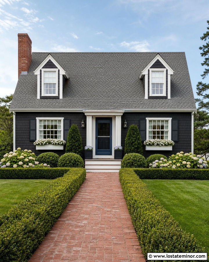 Charcoal Grey Cape Cod With Navy Screen Door - 30 Charcoal Grey House Design With Screen Door Ideas