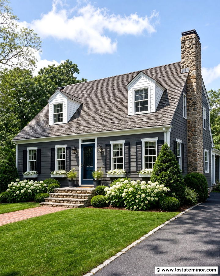 Charcoal Grey Cape Cod With Navy Storm Door - 30 Charcoal Grey House Design With Storm Door Ideas
