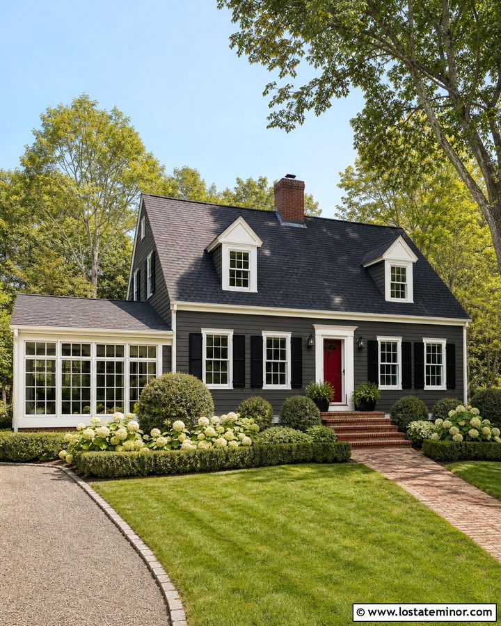 Charcoal Grey Cape Cod With Sunroom Wing - 30 Charcoal Grey House Design With Sunroom Ideas