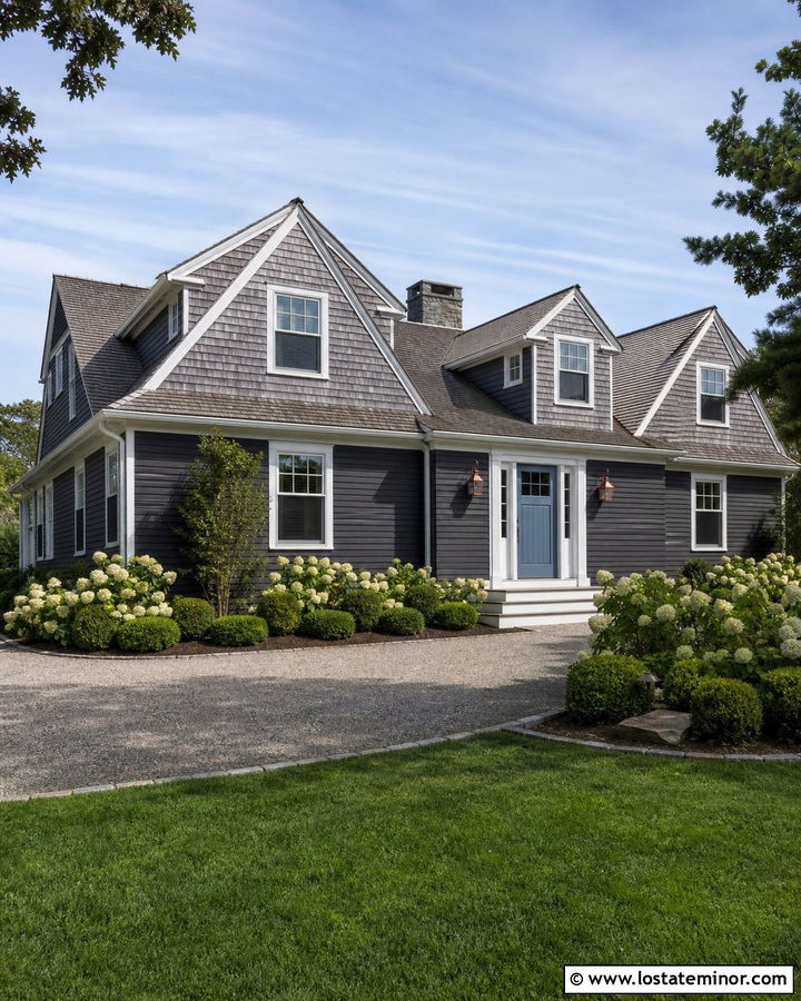 Charcoal Grey Cape Cod With Weathered Cedar Shake - 30 Charcoal Grey House Design With Cedar Shake Ideas