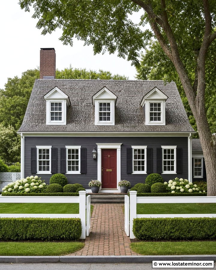 Charcoal Grey Cape Cod With White Window Frames - 30 Charcoal Grey House Design With Window Frames Ideas