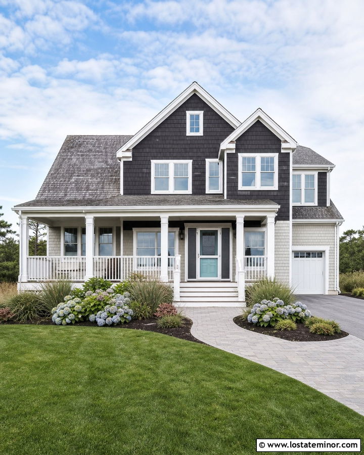 Charcoal Grey Coastal House With Retractable Screen Door - 30 Charcoal Grey House Design With Storm Door Ideas