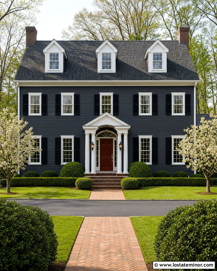 Charcoal Grey Colonial House Siding - 30 Charcoal Grey House Design With Siding Ideas