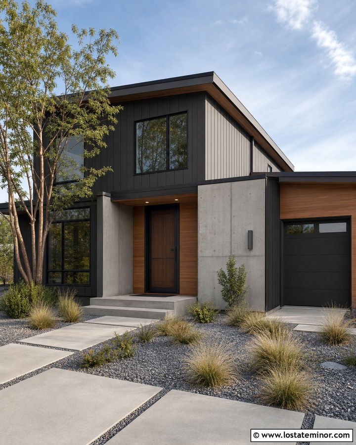 Charcoal Grey Contemporary House With Matching Screen Door - 30 Charcoal Grey House Design With Screen Door Ideas
