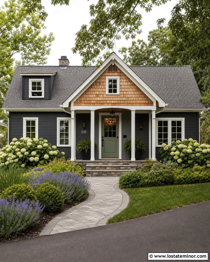 Charcoal Grey Cottage With Cedar Shingle Accents - 30 Charcoal Grey House Design With Shingles Ideas