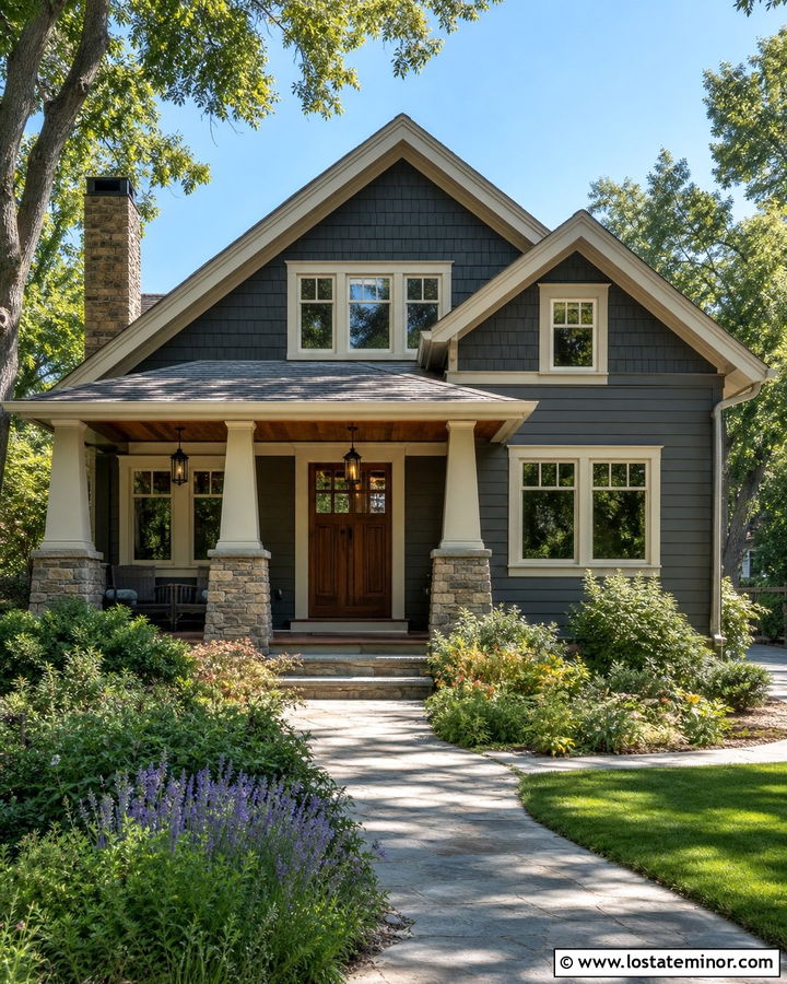 Charcoal Grey Craftsman Siding - 30 Charcoal Grey House Design With Siding Ideas