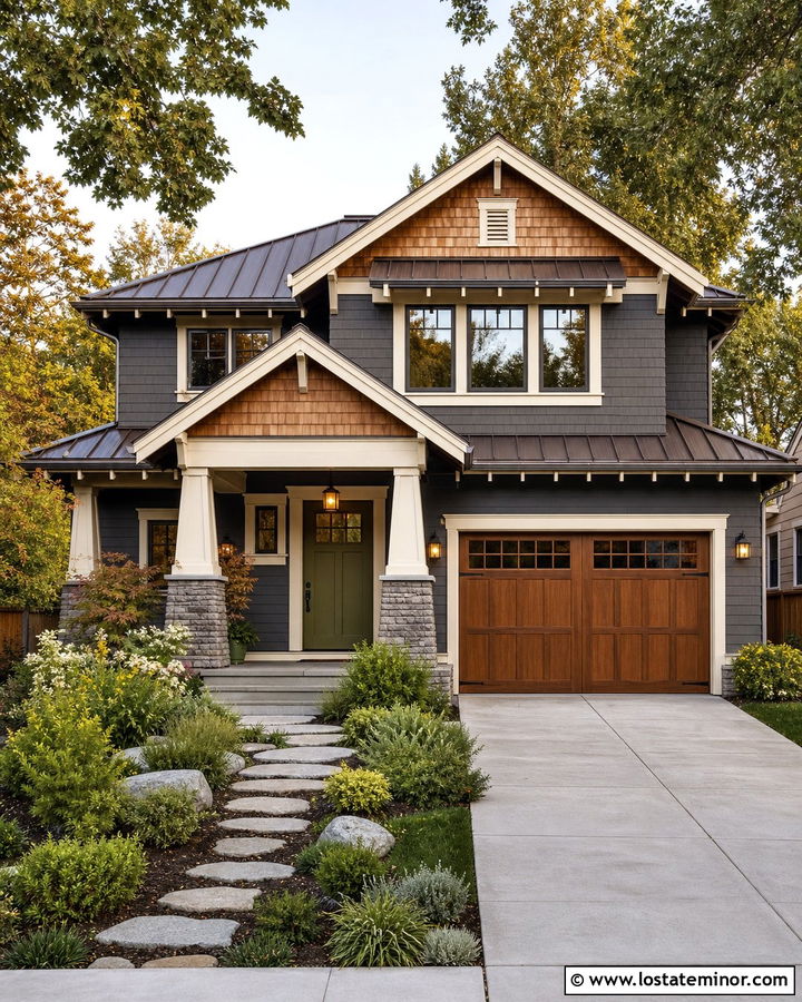 Charcoal Grey Craftsman With Cedar Shake Siding - 30 Charcoal Grey House Design With Cedar Shake Ideas