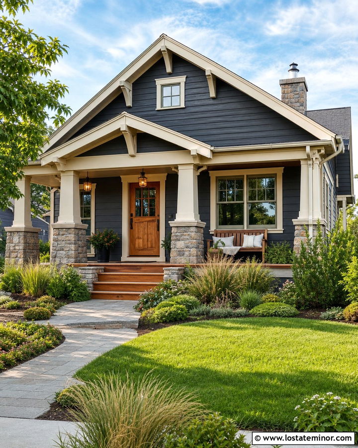 Charcoal Grey Craftsman With Wood Dutch Door - 30 Charcoal Grey House Design With Dutch Door Ideas