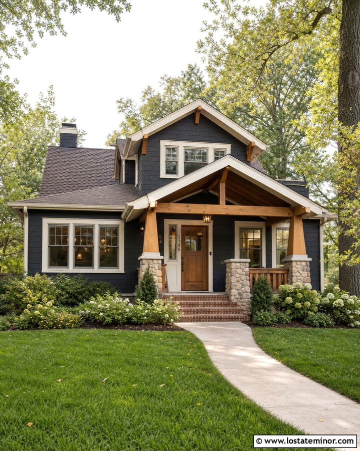 Charcoal Grey Craftsman With Wood Storm Door - 30 Charcoal Grey House Design With Storm Door Ideas