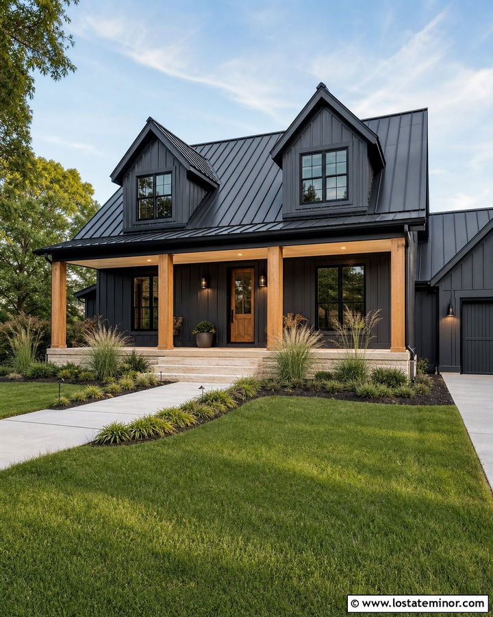 Charcoal Grey Farmhouse With Black Dormers - 30 Charcoal Grey House Design With Dormers Ideas