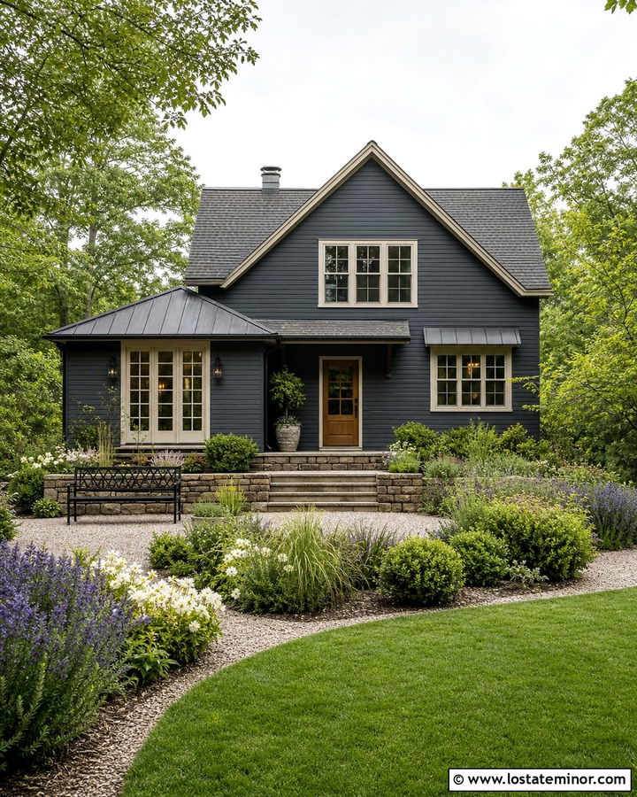 Charcoal Grey House With Backyard Garden - 30 Charcoal Grey House Design With Backyard Ideas