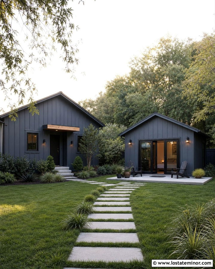 Charcoal Grey House With Backyard Studio - 30 Charcoal Grey House Design With Backyard Ideas