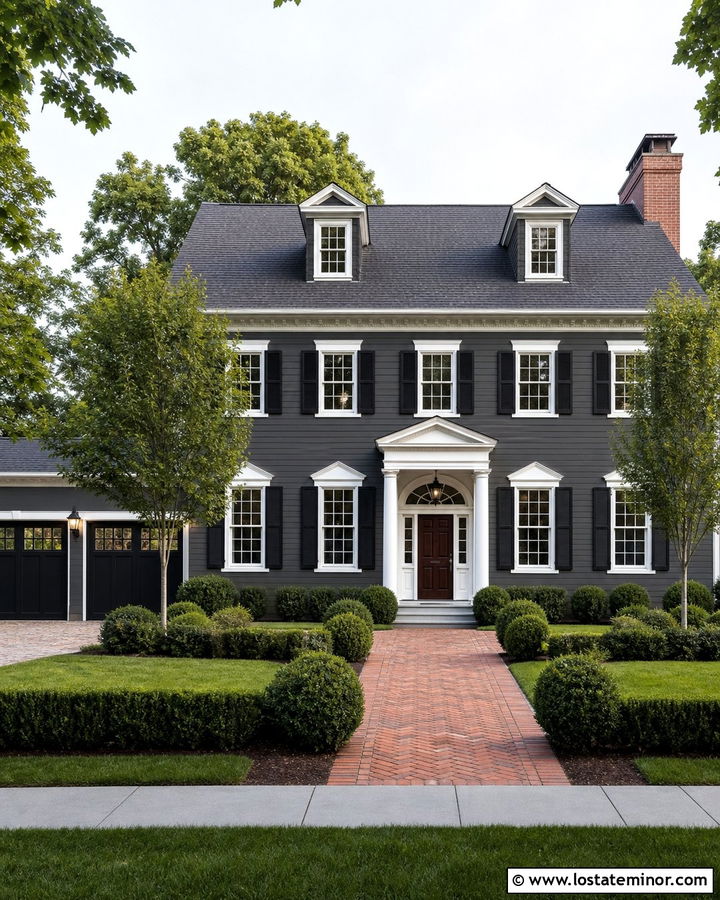 Charcoal Grey House With Black Carriage Garage Door - 30 Charcoal Grey House Design With Garage Door Ideas