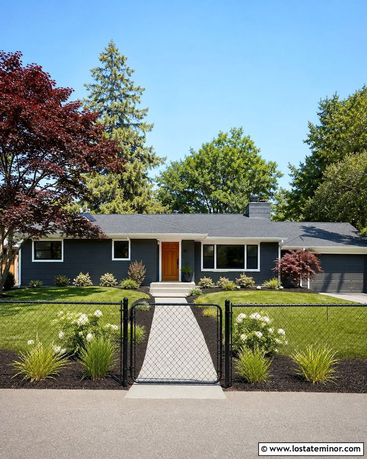 Charcoal Grey House With Black Chain Link Fence - 30 Charcoal Grey House Design With Fence Ideas