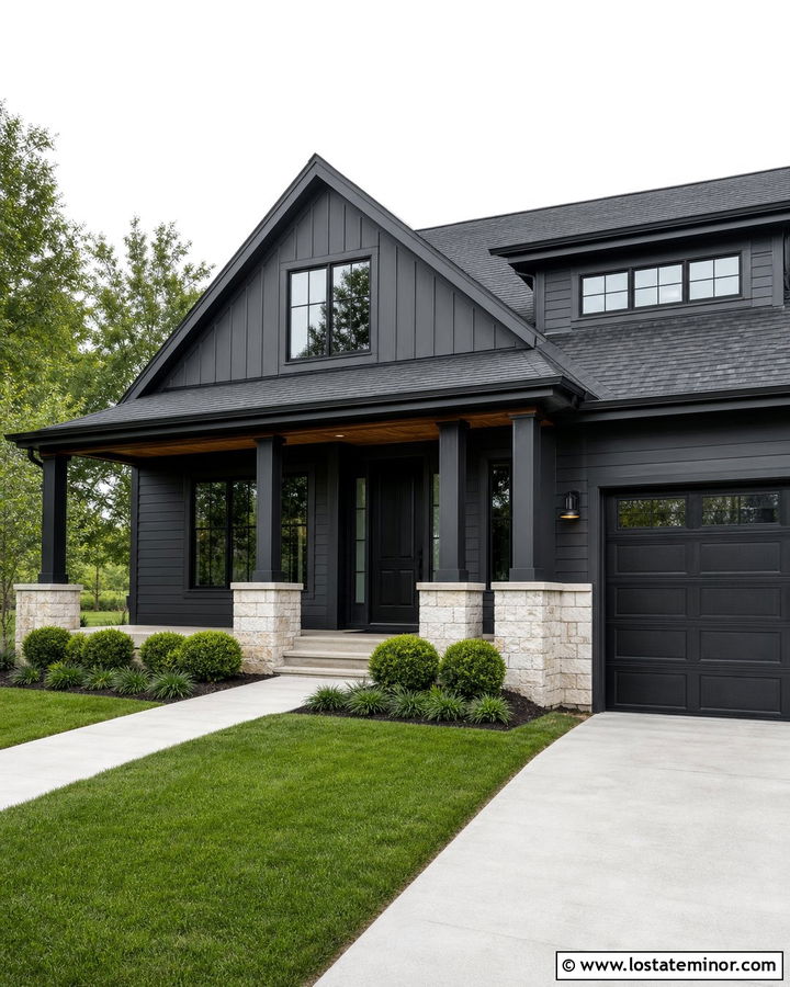 Charcoal Grey House With Black Entry Door - 30 Charcoal Grey House Design With Entry Door Ideas