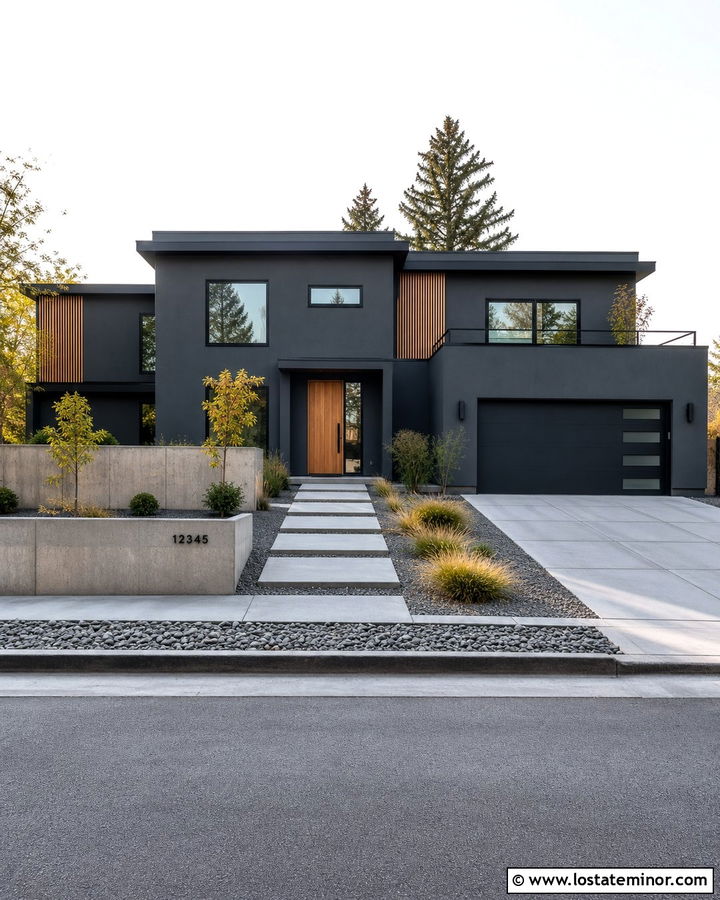 Charcoal Grey House With Black Flat Roof - 30 Charcoal Grey House Design With Roof Ideas