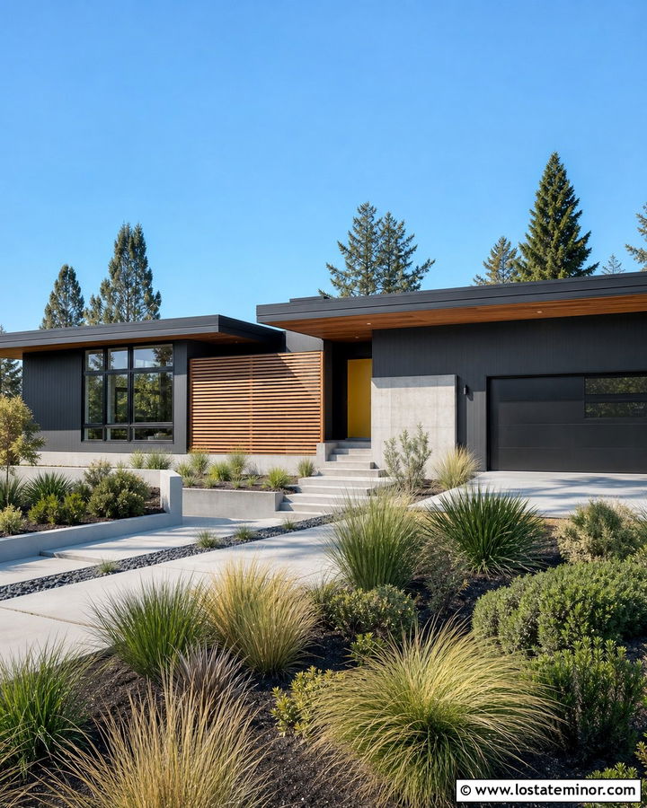 Charcoal Grey House With Black Trim And Yellow Door - 30 Charcoal Grey House Design With Trim Ideas