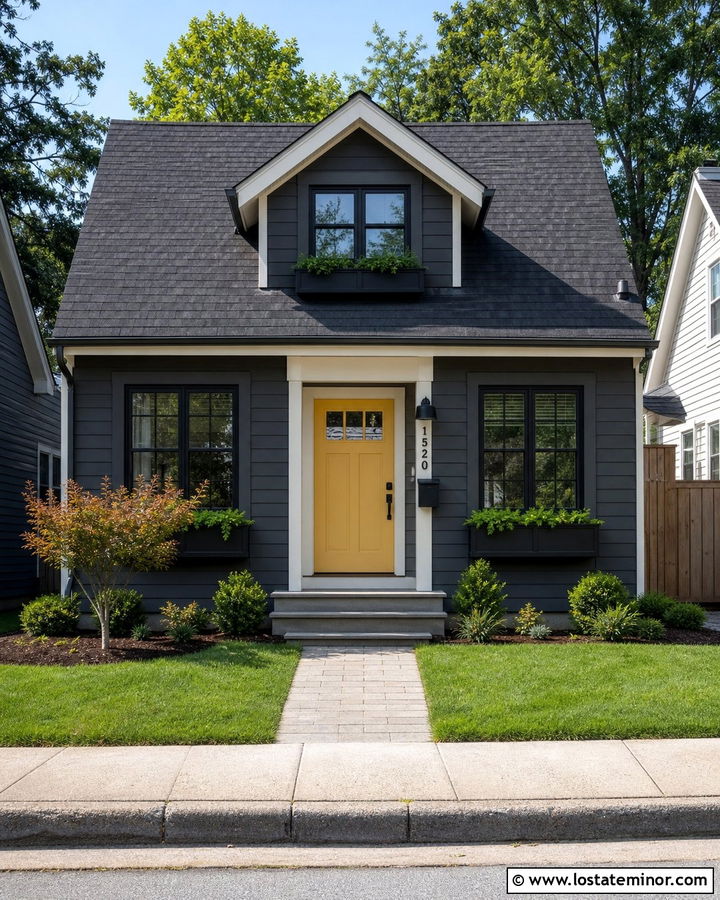 Charcoal Grey House With Black Window Boxes - 30 Charcoal Grey House Design With Window Frames Ideas