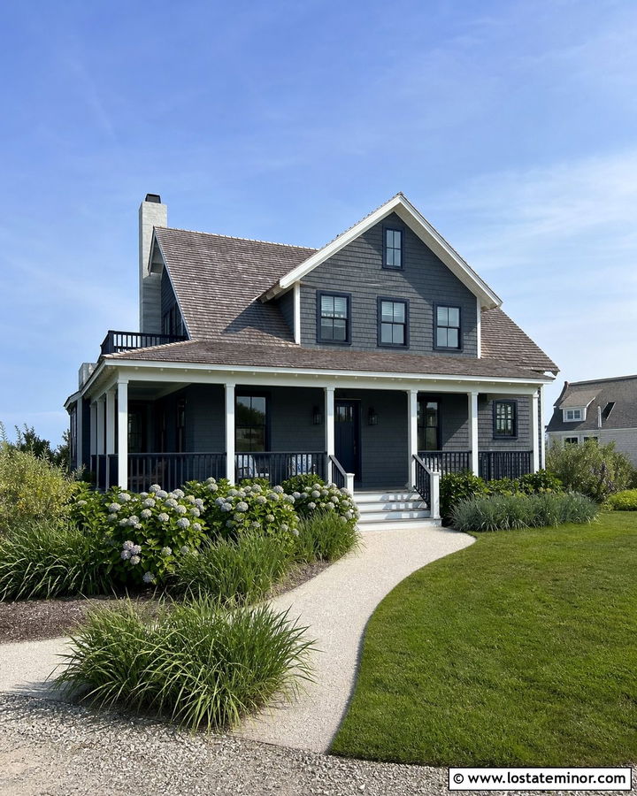 Charcoal Grey House With Blue Window Frames - 30 Charcoal Grey House Design With Window Frames Ideas