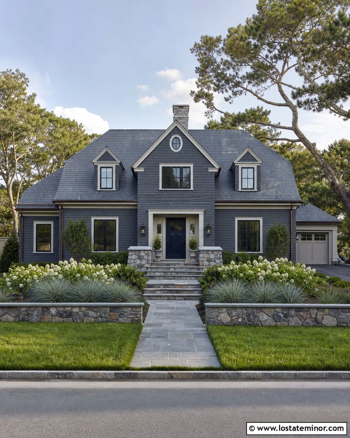 Charcoal Grey House With Bluestone Accents - 30 Charcoal Grey House Design With Stone Accents Ideas