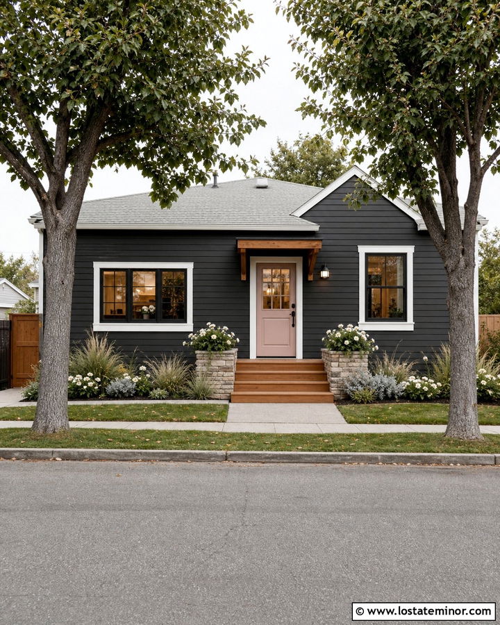 Charcoal Grey House With Blush Dutch Door - 30 Charcoal Grey House Design With Dutch Door Ideas